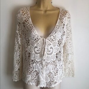 Woman’s spring white elegant Crochet Lace Openwork Cardigan -